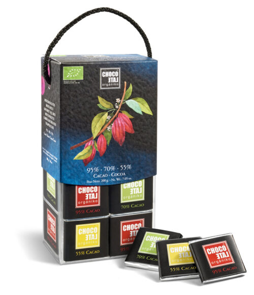 Surtido napolitanas chocolate negro, 95%, 70%, 55% cacao