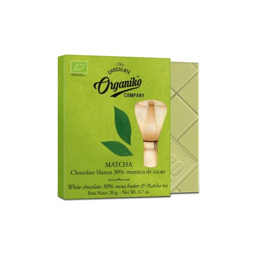 Chocolate blanco 30% manteca cacao con Té Matcha